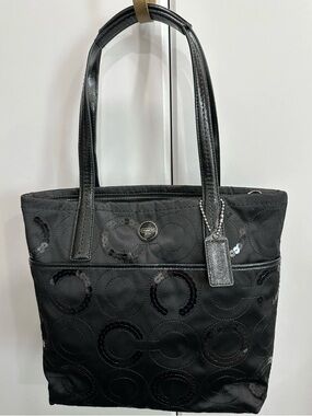 Coach Black Signature C Sequin Medium Tote Bag
F25470 - New